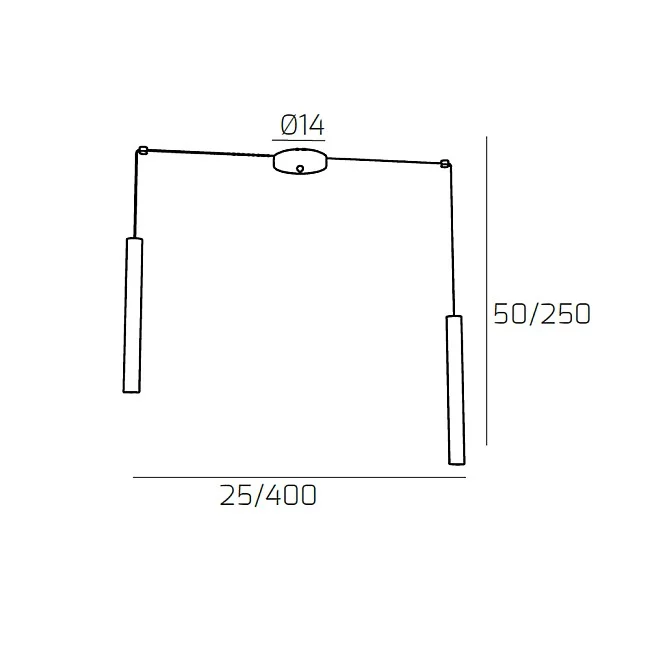 Top Light-Sospensione Moderna Round Tube Metallo Grigio Antracite 2 Luci Gu10-1174_S2-GA-8059917018310