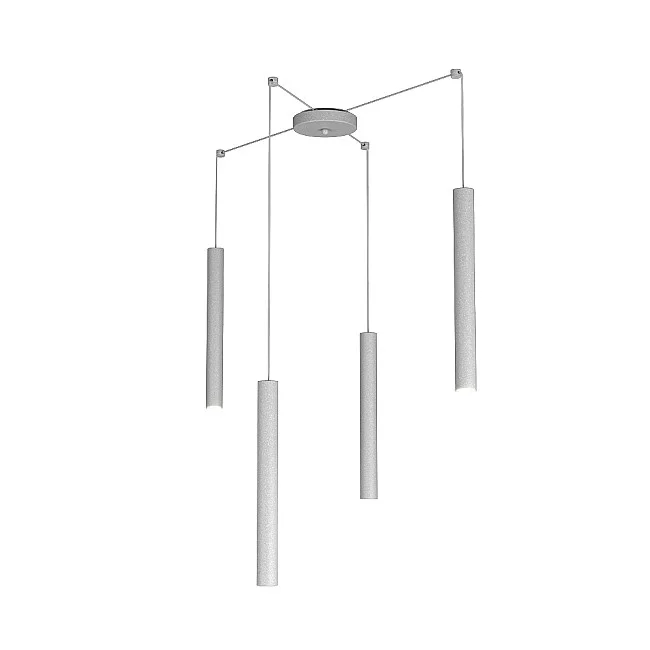 Top Light-Sospensione Moderna Round Tube Metallo Grigio 4 Luci Gu10-1174_S4-GR-8059917018440