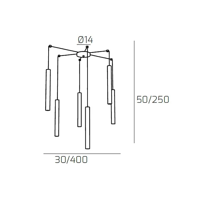 Top Light-Sospensione Moderna Round Tube Metallo Grigio Antracite 6 Luci Gu10-1174_S6-GA-8059917018556