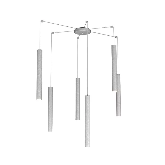 Top Light-Sospensione Moderna Round Tube Metallo Grigio 6 Luci Gu10-1174_S6-GR-8059917018563