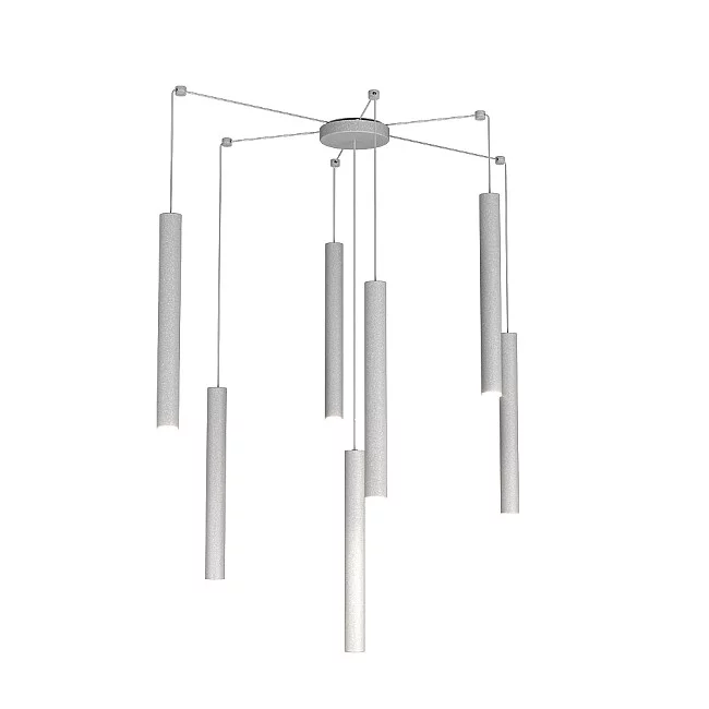 Top Light-Sospensione Moderna Round Tube Metallo Grigio 7 Luci Gu10-1174_S7-GR-8059917018624