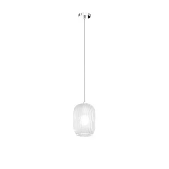 Sospensione Contemporanea Tender Metallo Cromo Vetro Bianco Fog 1 Luce E27