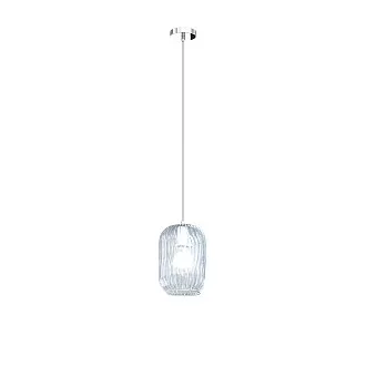 Sospensione Contemporanea Tender Metallo Cromo Vetro Blu 1 Luce E27