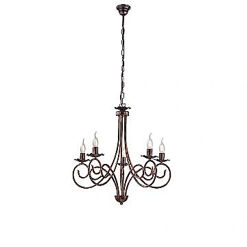 Lampadario Provenzale Candelabro Alma 5 Luci Ferro Battuto Nero E Rame