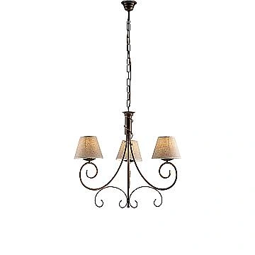 Lampadario 3 Luci Vienna Ferro Marrone E Oro Con Paralumi In Pvc