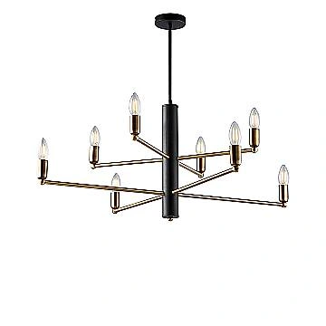 Lampadario 8 Luci Isak In Ferro Laccato Nero E Ottone Spazzolato