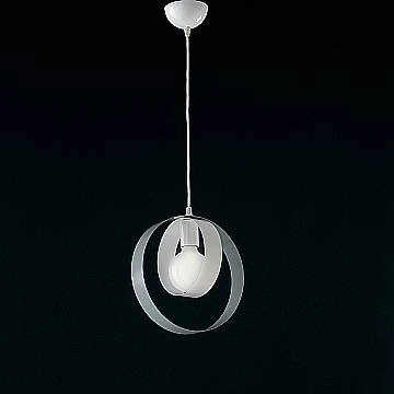 Sospensione Moderna 1 Luce Cerchi Ferro Bianco E Grigio Serie Bolla