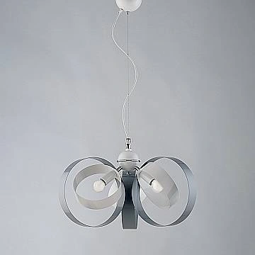 Lampadario Moderno 3 Luci Cerchi Ferro Bianco E Grigio Serie Bolla