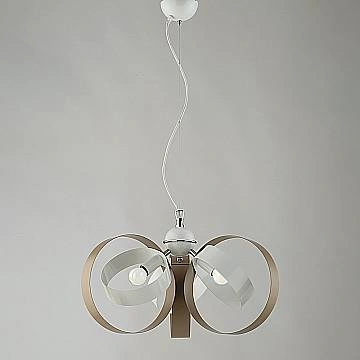 Lampadario Moderno 3 Luci Cerchi Ferro Bianco E Tortora Serie Bolla