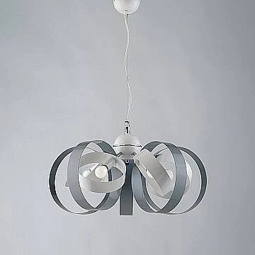 Lampadario Moderno 5 Luci Cerchi Ferro Bianco E Grigio Serie Bolla