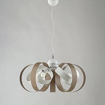 Lampadario Moderno 5 Luci Cerchi Ferro Bianco E Tortora Serie Bolla