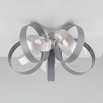 Plafoniera Moderno 5 Luci Cerchi Ferro Bianco E Grigio Serie Bolla