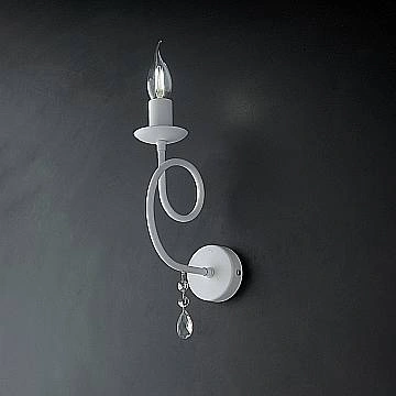 Applique Classico 1 Luce Ferro Bianco Shabby E Cristalli Serie Elegant