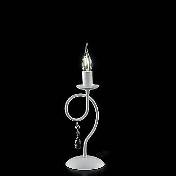 Lumetto Classico 1 Luce Ferro Bianco Shabby E Cristalli Serie Elegant
