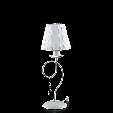 Lumetto Classico 3 Luci Ferro Bianco E Cristalli Con Paralumi Serie Elegant