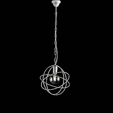 Lampadario A Sospensione 1 Luce Sfera Ferro Bianco E Argento Serie Williams