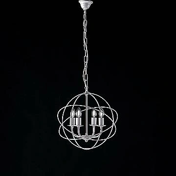 Lampadario A Sospensione 4 Luci Sfera Ferro Bianco E Argento Serie Williams