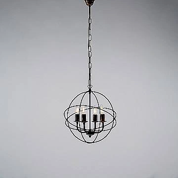 Lampadario A Sospensione 4 Luci Sfera Ferro Nero E Oro Serie Williams