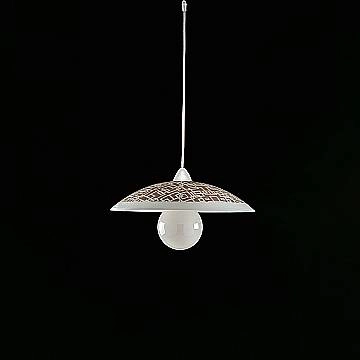 Sospensione Diam.40 cm 1 Luce Plastica Vetro Serigrafato Bianco e Tortora Serie Dodo