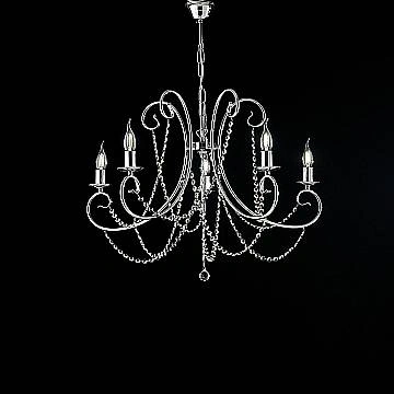 Lampadario Shabby Chic Magda Metallo E Cristallo Cromo E Cristallo 5 Luci E14