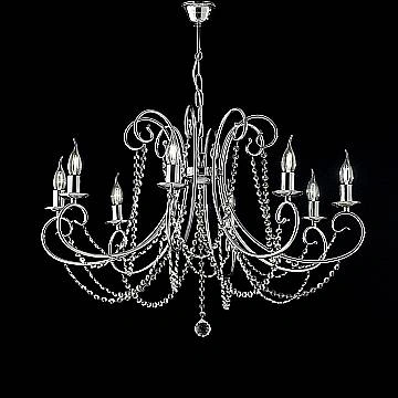 Lampadario Shabby Chic Magda Metallo E Cristallo Cromo E Cristallo 8 Luci E14