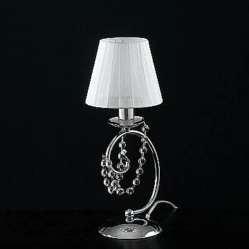 Lumetto Shabby Chic Magda Metallo E Cristallo Cromo 1 Luce E14 Con Paralume