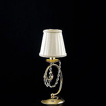 Lumetto Shabby Chic Magda Metallo E Cristallo Oro 1 Luce E14 Con Paralume