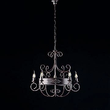 Lampadario Rustico Baltimora Metallo Nero Ruggine - Corten 5 Luci E14