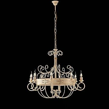 Lampadario Rustico Baltimora Metallo Avorio Oro 8 Luci E14
