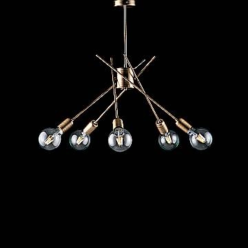 Plafoniera Industrial Polish Metallo Bronzo 5 Luci E27