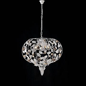 Lampadario Shabby Chic Bella Metallo Bianco 5 Luci E27