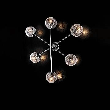 Plafoniera Moderna Tresor Metallo Cromo 6 Luci E14