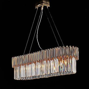 Lampadario Contemporaneo Ravel Metallo Oro E Cristallo 8 Luci E14