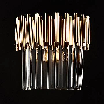 Applique Contemporanea Ravel Metallo Oro E Cristallo 2 Luci E14