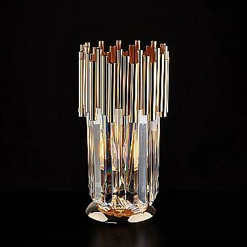 Lumetto Contemporaneo Ravel Metallo Oro E Cristallo 1 Luce E14