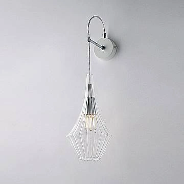 Applique Moderna Zeus Metallo Bianco Vetro Trasparente 1 Luce E14