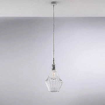 Lampadario Moderno Zeus Metallo Bianco Vetro Trasparente 1 Luce E27