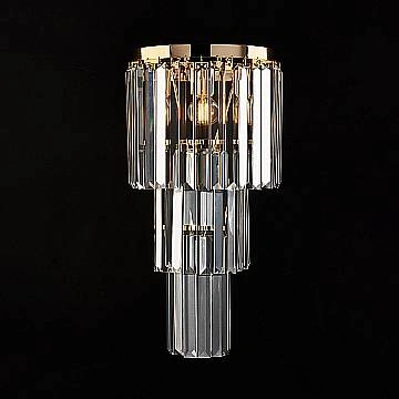Applique Moderna Schuber Metallo Oro E Cristallo 2 Luci E14