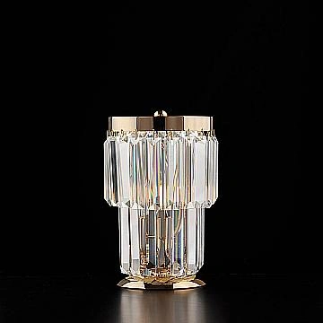 Lumetto Moderno Schuber Metallo Oro E Cristallo 1 Luce E14