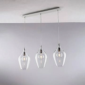 Lampadario Contemporaneo Ares Metallo Trasparente 3 Luci E27