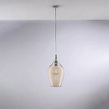 Lampadario Contemporaneo Ares Metallo Ambra 1 Luce E27