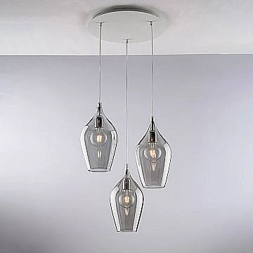 Lampadario Contemporaneo Ares Metallo Grigio Fumè 3 Luci E27
