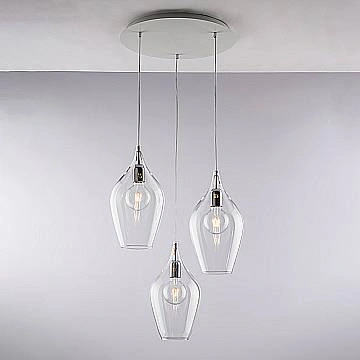 Lampadario Moderno Ares Metallo Trasparente 3 Luci E27