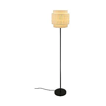 Piantana Vintage Papper Rafia Naturale Metallo Nero 1 Luce E27 Piantana Vintage Papper Rafia Naturale Metallo Nero 1 Luce E27