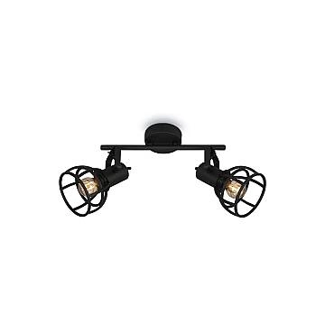 Plafoniera Vintage Korbo Acciaio Nero 2 Luci E14 Ip20 Plafoniera Vintage Korbo Acciaio Nero 2 Luci E14 Ip20