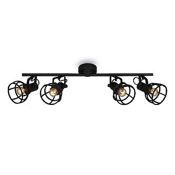 Plafoniera Vintage Korbo Acciaio Nero 4 Luci E14 Ip20 Plafoniera Vintage Korbo Acciaio Nero 4 Luci E14 Ip20