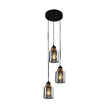 Lampadario Contemporaneo Royk Metallo Nero 3 Luci E27