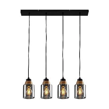 Lampadario Contemporaneo Royk Metallo Nero 4 Luci E27