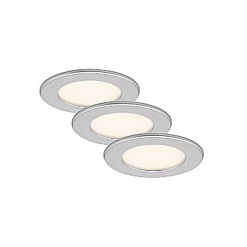 Set 3 Faretti Incasso Thin Plastica Cromo Opaco Led Integrato 6W 3000K