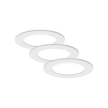 Set 3 Faretti Incasso Moderno Flat In Plastica Bianco Led Integrato 6W 4000K
